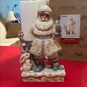 Jim Shore Santa with Animals Figurine - Cream and Gray